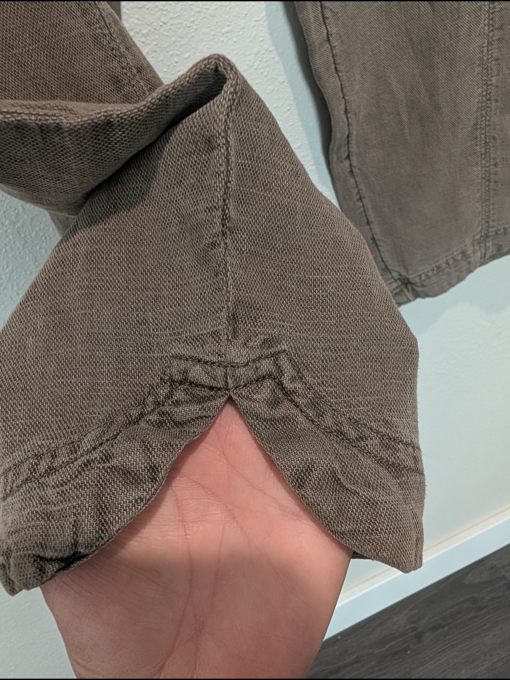 C&C California Linen Pants Draw String Elastic Waist Size XL Green Khaki Beach - Picture 5 of 8